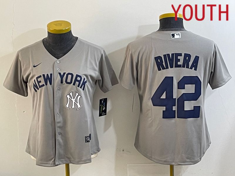 Youth New York Yankees #42 Rivera Grey Game Nike 2024 MLB Jersey style 4->youth mlb jersey->Youth Jersey
